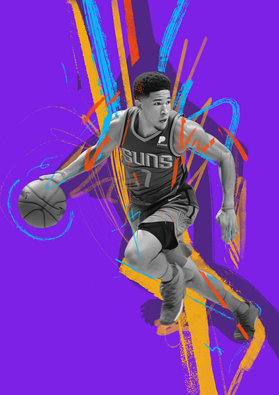 Booker ai animated animation basketball character illustrated illustration illustrator motion motion graphics nba people portrait portrait illustration procreate