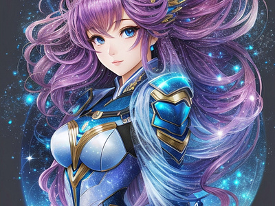 Astral Whispers: Captivating AI Anime Character Art in Andromeda blue eyes