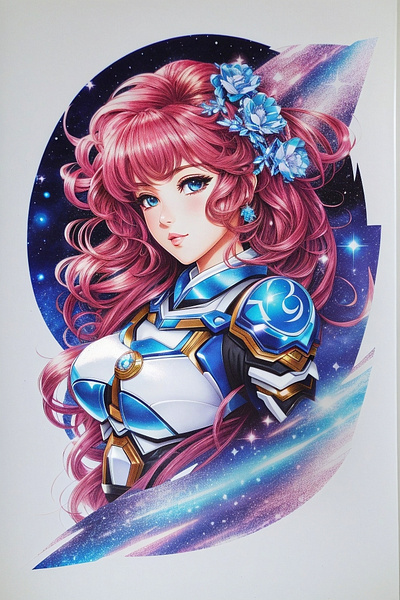 Celestial Tapestry: Mesmerizing AI Anime Art in Andromeda blue eyes