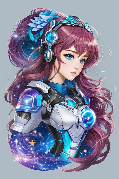 Visions of Andromeda: Captivating AI Anime Artistry blue eyes