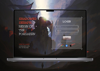 Shadowed Seraph: Reign of the Forsaken 2023 design design figma game game design illustration interaction design login loginsignup page new design signup trending designs ui web design web ui