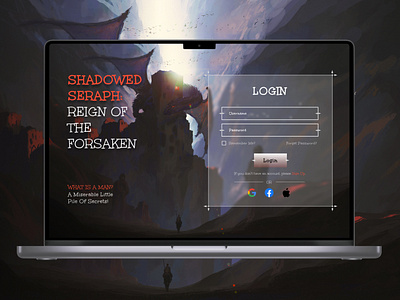 Shadowed Seraph: Reign of the Forsaken 2023 design design figma game game design illustration interaction design login loginsignup page new design signup trending designs ui web design web ui