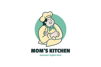 Mom's Kitchen Logo agensia branding character chef flat illustration free download illustration logo restaurant ui