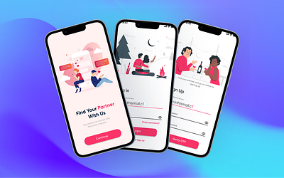 UI Challenge - Dating App branding dating dating app dating user flow design development friendly love mobile app design pink ui tinder tinder like ui user flow vector