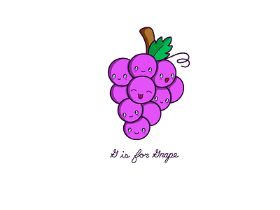 Day 123-365 G is for Grape cute design grape kawaii vector