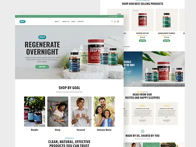 DEEP Supplement ecommerce mockup design sleep supplement ui uiux website design