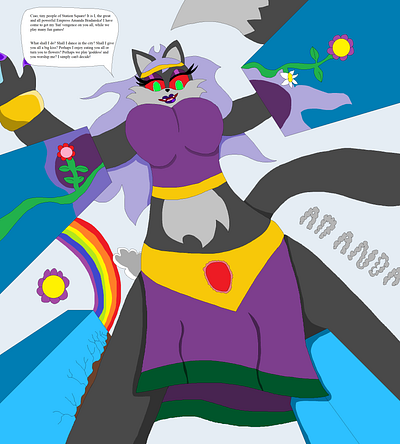 Amanda Warps Reality On Station Square! anthro character fantasy furry girly illustration kaiju mobian perspective pov purple sonic vixen witch woman