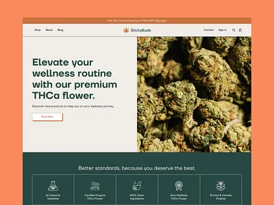StickyBuds- THCa Flower Shop canabinioad cbd ecommerce hemp mockup design shopping thca thca flower ui uiux website design
