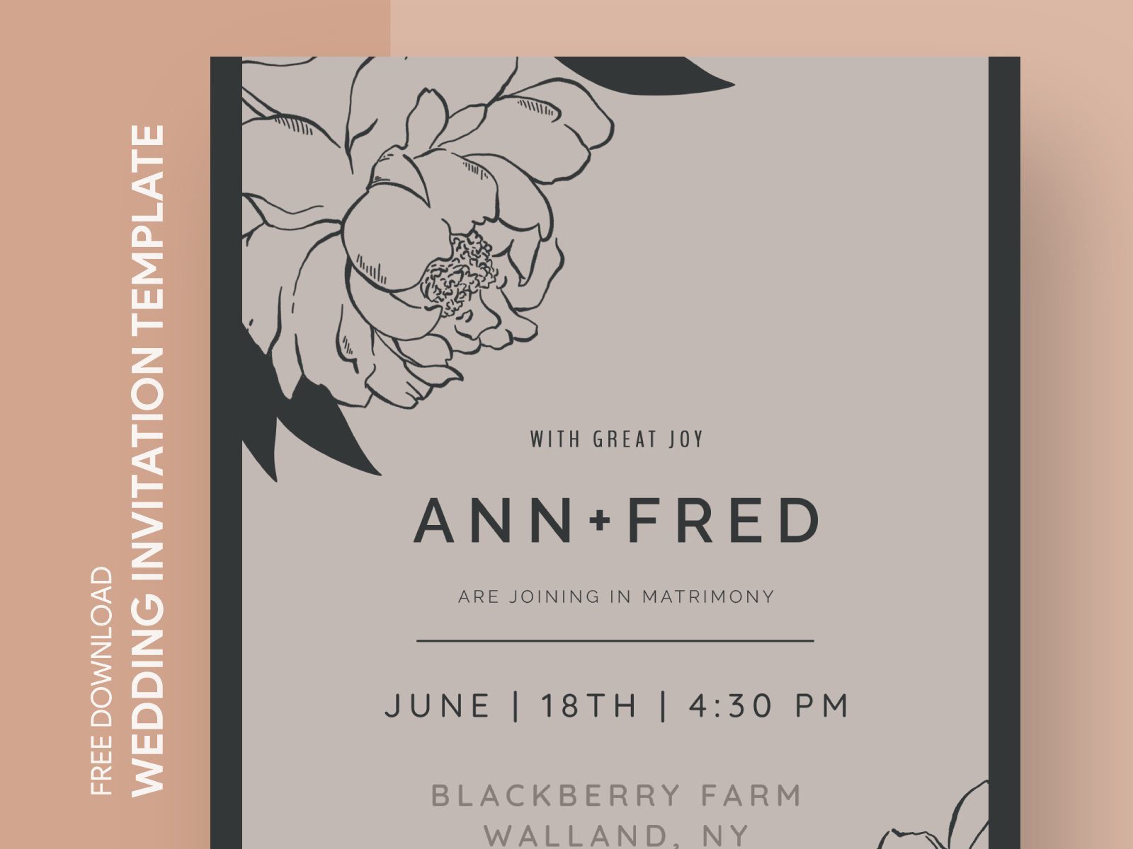 Vintage Wedding Invitation Free Google Docs Template by Gdoc on Dribbble, image size:1600x1200