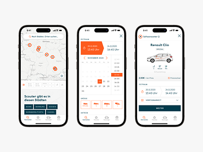 Carsharing App app app design booking carsharing filter map mobile ui user interface ux
