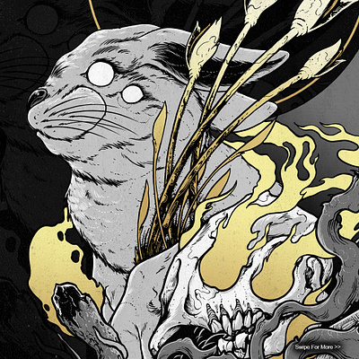 The escape animal coveralbum darkart design designtshirt graphic design illustration merch rabbit wild
