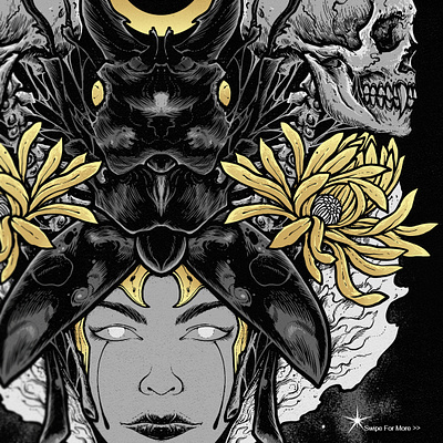 Burried The Moon bettle bug coveralbum darkart design designtshirt flower graphic design illustration merch skull