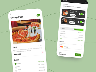 Cart - Delivery Food add to cart app cart design dribbble food food apps food delivery gojek grab green illustration mobile mobile apps pizza typography ui ui designers uiux