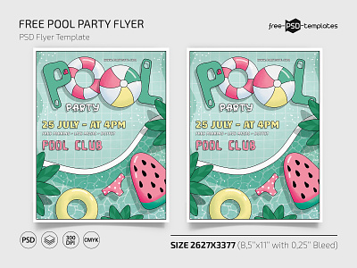 Free Pool Party PSD Flyer event flyer flyer flyer template free free flyer freebie party party flyer photoshop pool pool party psd summer flyer summer party template templates