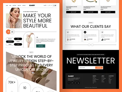Classy - Jewelry Store Landing Page. collection diamond e commerce ecommerce design ecommerce website jewelery jewellery jewellery shop minimal modern ui necklace product ring store ui ux web website