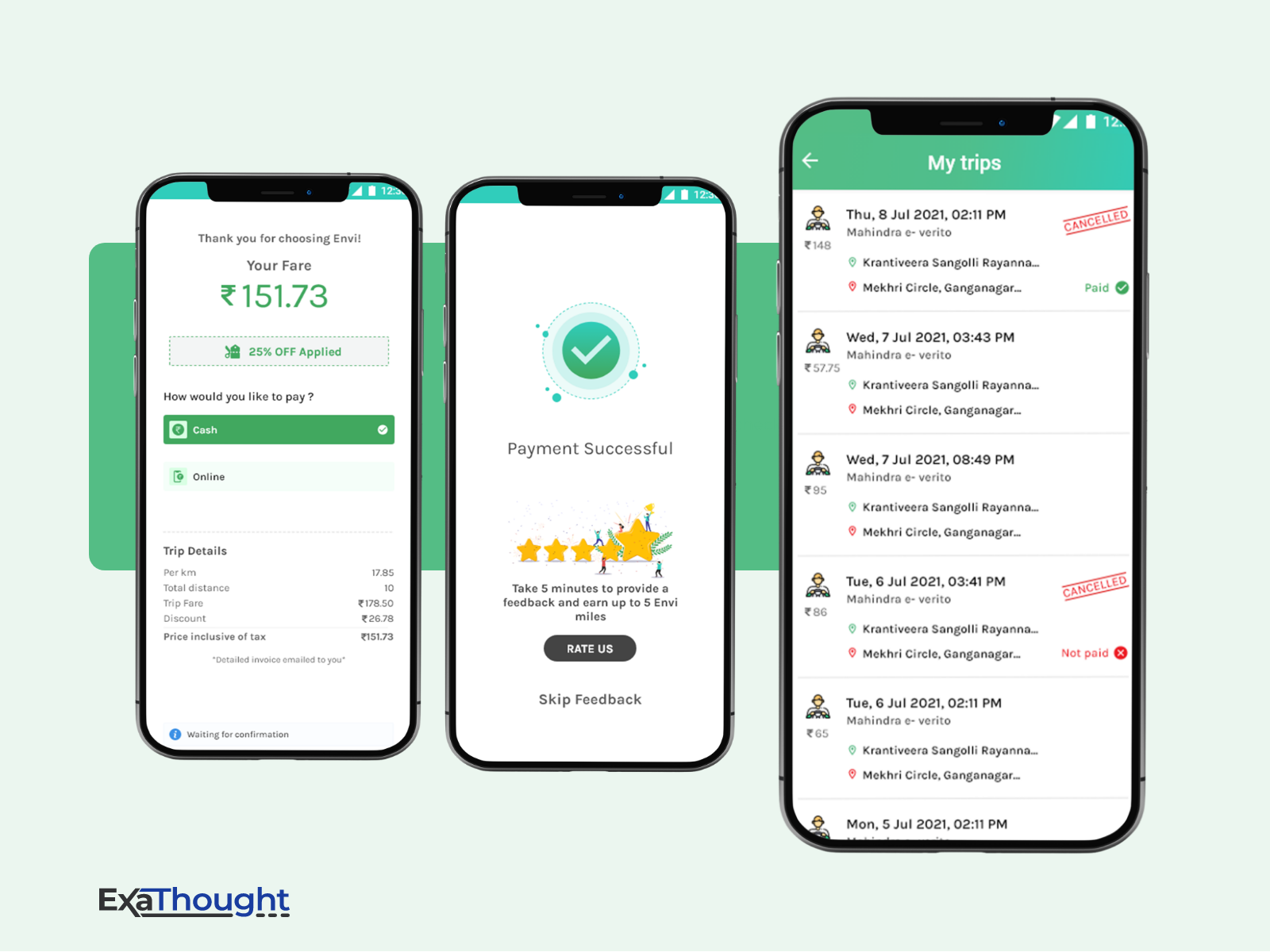 Book electric taxis | Sustainable transportation android application booking cabs e mobility electric electric vehicle ev green home home screen iphone light theme minimal design mobile app mobility my trips taxi app ui ux
