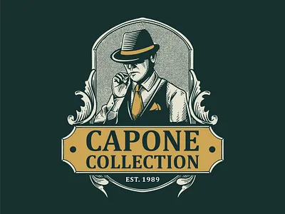 Capone Collection branding design gentleman graphic design illustration logo man man suit tie top hat tuxedo vector