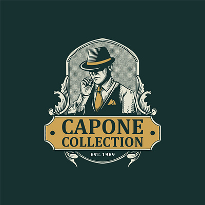 Capone Collection branding design gentleman graphic design illustration logo man man suit tie top hat tuxedo vector