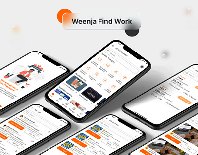 Weenja Find Work App UI app app ui design app ui ux design figma figma design figma prototype mobile app ui mobile design mobile ui prototype ui web app ui work app