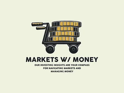 Market with Money branding cart coin crypto curency design graphic design illustration logo market money trader vector