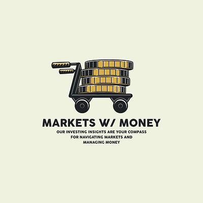 Market with Money branding cart coin crypto curency design graphic design illustration logo market money trader vector