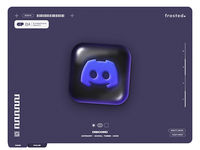 Frosted. Icons - 014 - Discord 3d effect app design app icon design everyday dicscord icon discord discord logo frosted glass frosted icon glass design glass icon glassmorphism glowing effect graphic design icon design icon pack icon set neon neumorphism purple gradient