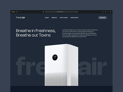 freshair - Air Purifier Home Page Exploration Design air air purifier branding design desktop fresh air hero section home page product ui uiux ux website