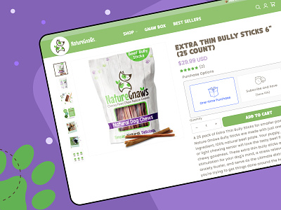 NatureGnaws-E-commerce website buy dog dog food products ecommerce figma design green landing page online products pet purple shop