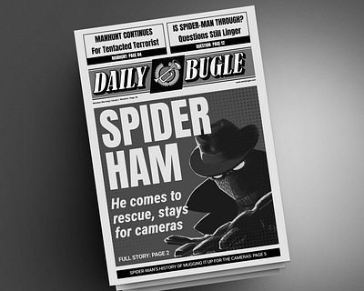 Spiderman Noir - Daily Bugle Newspaper Design daily bugle dark design graphic design minimal multiverse neswpaper news noir spiderman ui