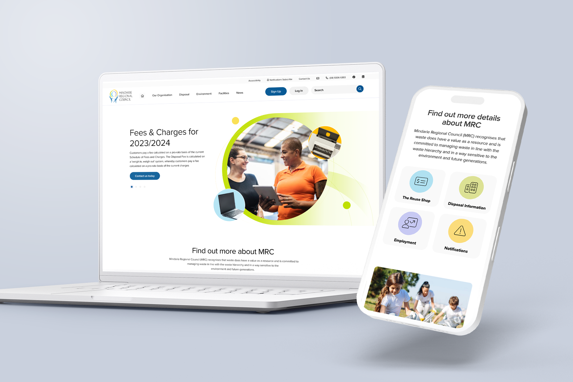 Mindarie Regional Council Website australia branding clean climate colour council design green icons minimal perth quicklinks refresh responsive space ui ux waste website white