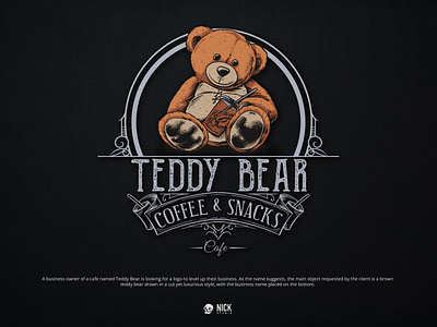 Teddy Bear Coffee & Snacks branding design graphic design hand drawing hand drawn illustration logo ui vintage vintage logo