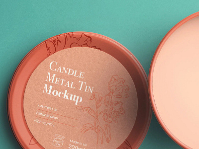 Candle Metal Tin with Lid Mockup beauty branding design graphic design illustration isolated object logo mockup realistic spa