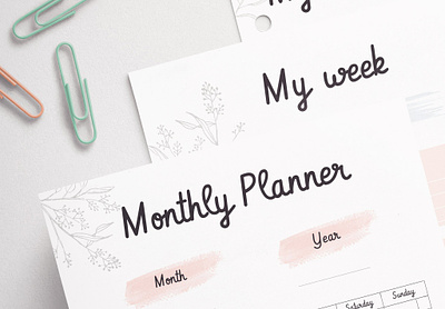 Planner Inserts Mockup (A5/A4 Size) branding design graphic design illustration logo mockup monthly planner planner week