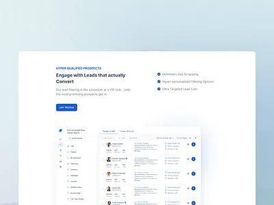 Features Section of Landing Page for Twitter Lead Gen. Tool feature section landing page landing page feature twitter ui ui design web website