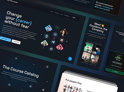 Covalence Redesign black blue brand branding clean course dark design fresh homepage illustration landing page learn logo minimal teaching ui web webflow website