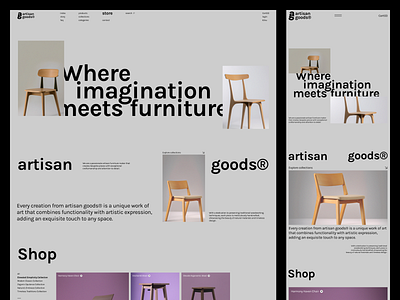 artisan goods - Website Concept artisan design ecommerce furniture landing page logo minimal shopify ui web web design website