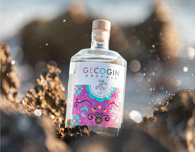 LOGO REDESIGN & LABEL DESIGN FOR GECOGIN brand identity design branding gin graphic design illustration label design logo logo design south italy spirits vector