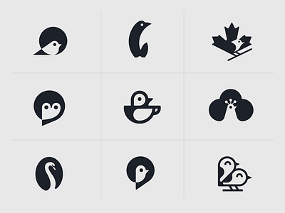 Birds animal bird cloud coffee logo maple leaf negative space negative space bird organic owl peacock penguin school sparrow swan teaching