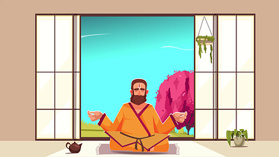 Meditation Guy ( Motion Graphics ) 3d after animation app branding design graphic design icon illustration illustrator logo logo design minimal motion graphics typography ui ux vector web website