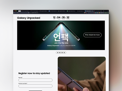 Samsung Flip 5 Landing Page design dribble shot figma flip 5 landing page samsung ui userexperience ux