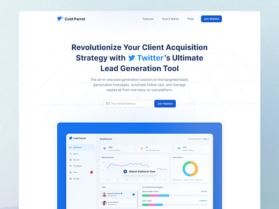 Landing Page of Twitter Lead Generation Tool hero section landing page lead generation twitter ui web