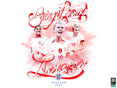 England's 2023 Women's World Cup Typographic Poster 2023 womens world cup art art direction artwork calligraphy creative design england football graphic design illustration lionesses sport typography vector