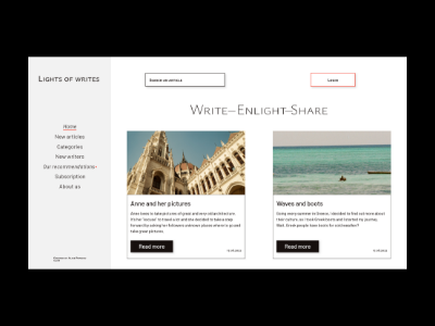 Lights of Writes - concept project article blog concept deisgn minimalism mockup project ui ux website