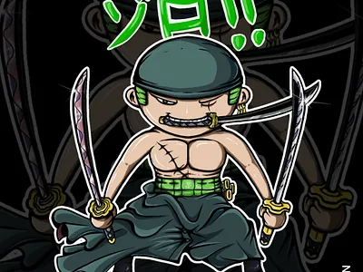 Roronoa Zoro branding character design fanart graphic design illustration onepiece procreate vector