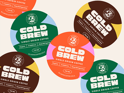 Elijah's Coffee adobe illustrator brand identity branding coffee color palette design fancy figma graphic design icon identity illustration label logo packaging pattern round label typography ui vector