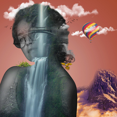 Double exposure double exposure graphic design photoshop water falls women