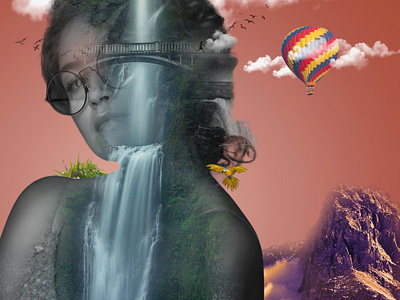 Double exposure double exposure graphic design photoshop water falls women