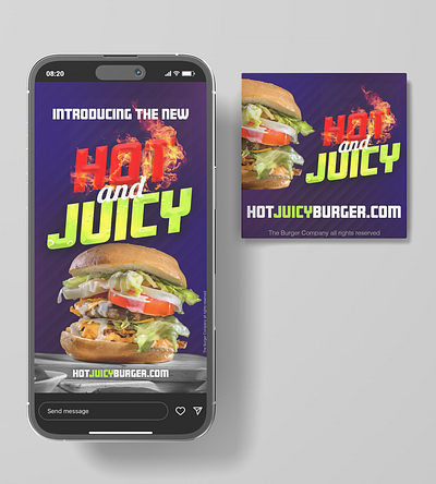 Mock "Hot and Juicy" Burger Ad Campaign advertising design graphic design mockup