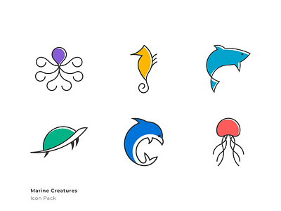 Icon Pack - Marine Creatures branding graphic design icon icon pack icon set icons logo ui
