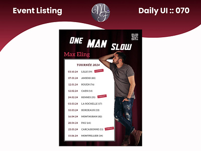 Event List Daily UI 070 branding calendar comedian daily ui date design event list graphic design humorits illustration list photoshop poster print show showlan ui ux